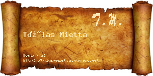 Tálas Mietta névjegykártya